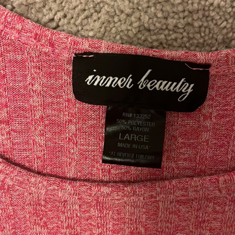 Pink Ribbed 3/4 Length Shirt - Picture 2 of 3